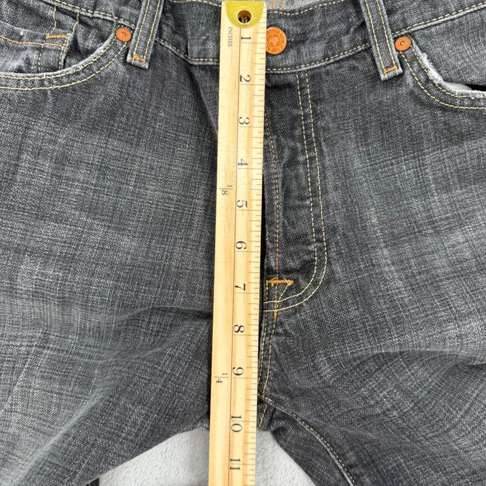 7 For All Mankind Men's Straight Jeans in Charcoal Gray with Orange Stitching